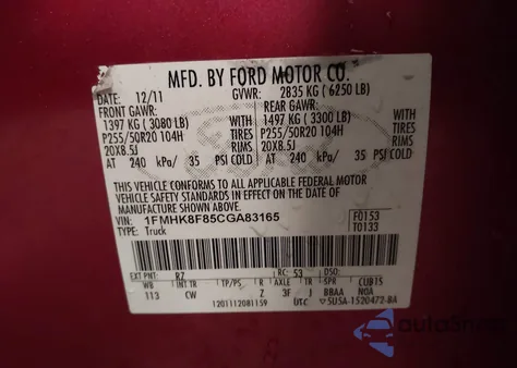 2012 Ford Explorer Limited from USA, damaged, VIN 1FMHK8F85CGA83165